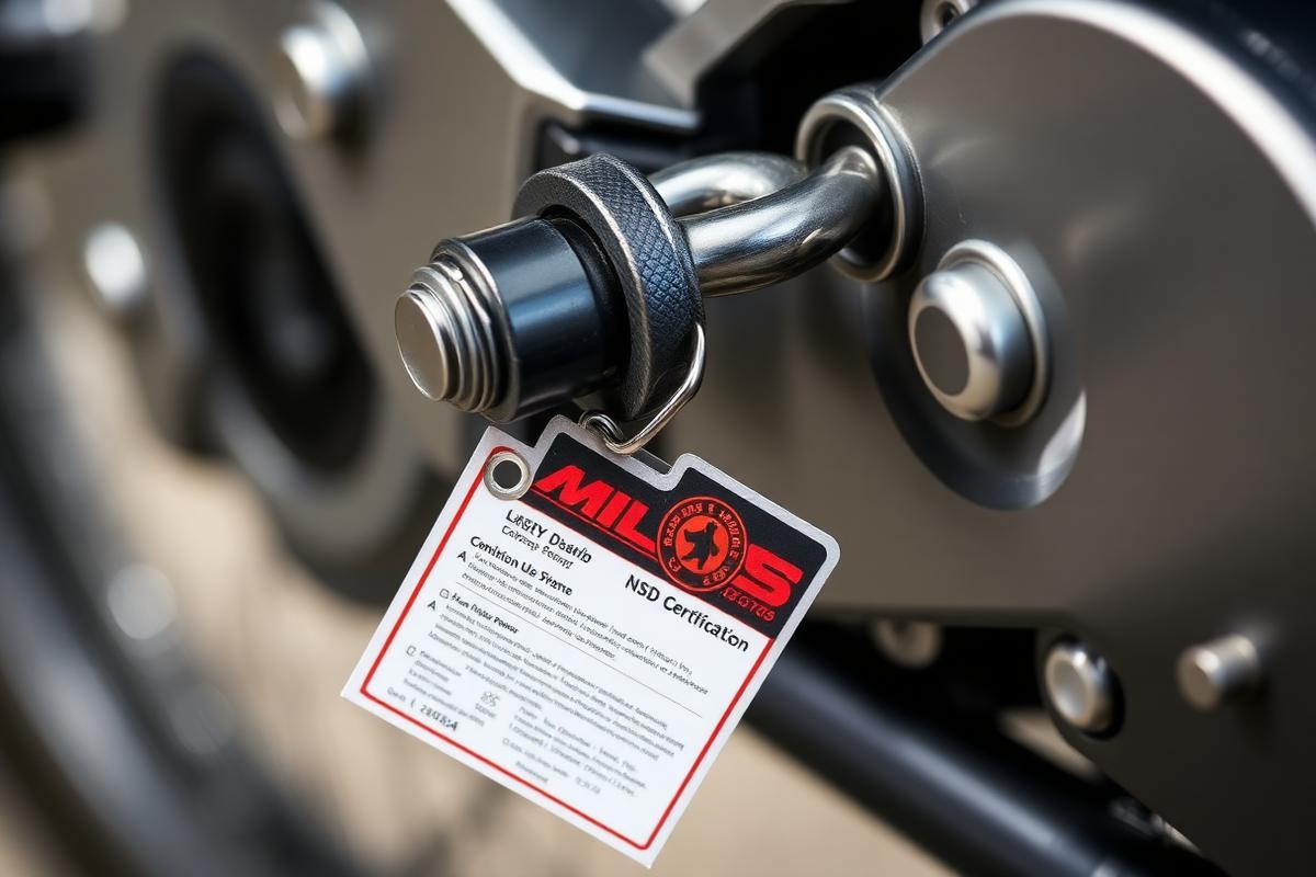 Antivol de moto avec étiquette de certification AFNOR bien visible